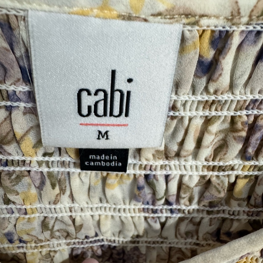 CAbi Cream Blouse Elegant Tailored Top - Picture 6 of 7